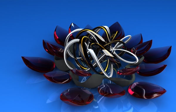 Красивый необычный 3д цветок со стеклянными лепестками