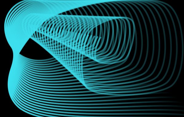 Голубые 3д волны на черном фоне 