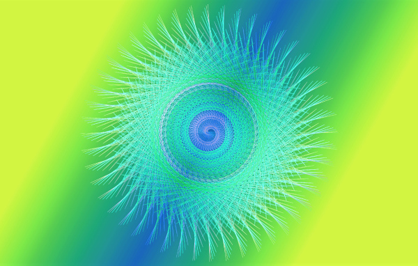 Голубая абстрактная спираль на разноцветном фоне