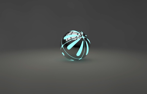 Голубой с черным шарик на сером фоне 