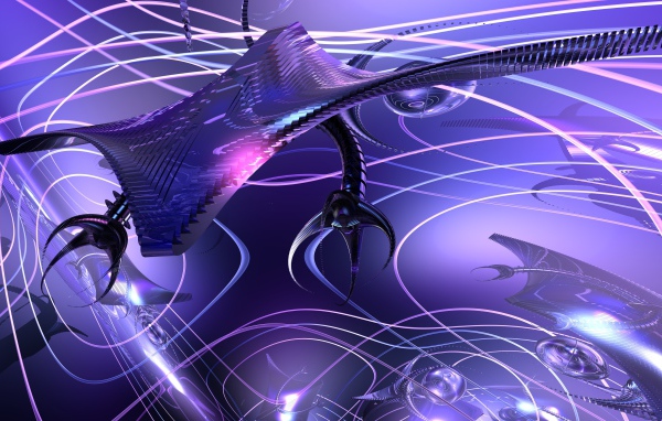 Футуристический 3д рисунок с неоновым светом