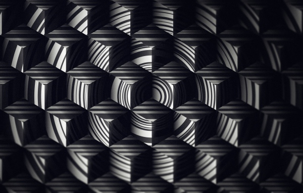 Geometric black and white 3d drawing