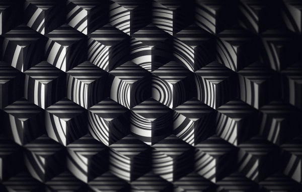 Геометрический черно-белый 3д рисунок 