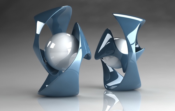 Серые фигуры с белыми шарами на сером фоне