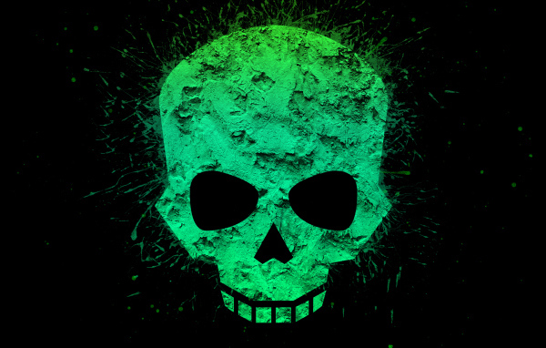 Зеленый череп на черном фоне