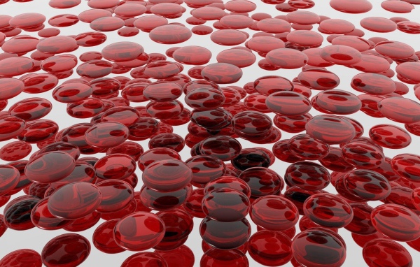 Много красных 3д капель в воздухе