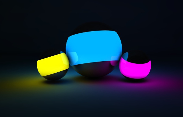 Multicolored neon 3d balloons on a black background