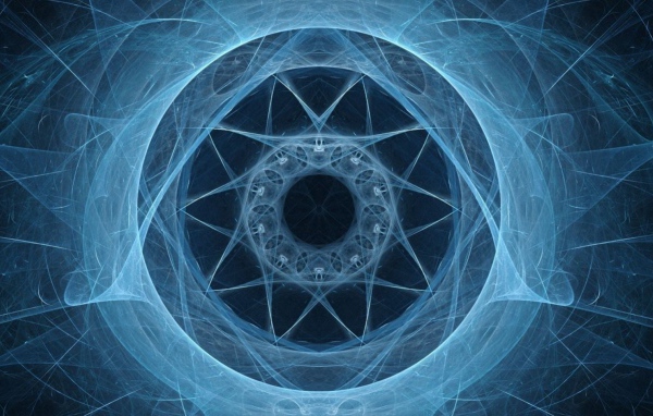 Неоновый симметрический фрактальный рисунок 