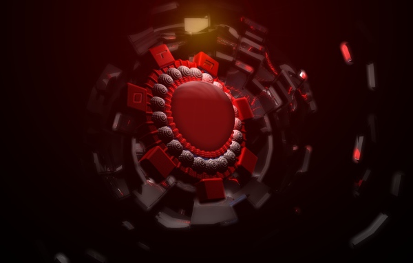 Красный шар в спиральной защите, 3д графика