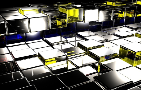 Серебристые 3д квадраты крупным планом