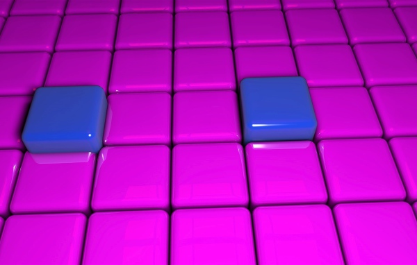 Два  синих куба с розовыми 3д графика 
