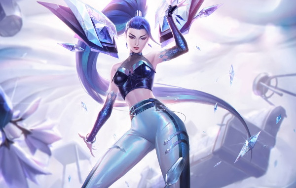 Эффектная девушка аниме кидает кристаллы 