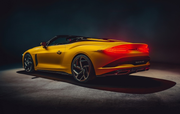 Желтый кабриолет Bentley Mulliner Bacalar 2020 года вид сзади