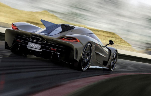 Быстрый автомобиль Koenigsegg Jesko Absolut 2020 года на трассе 