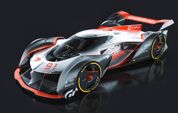 Гоночный автомобиль McLaren Ultimate Vision Gran Turismo на сером фоне