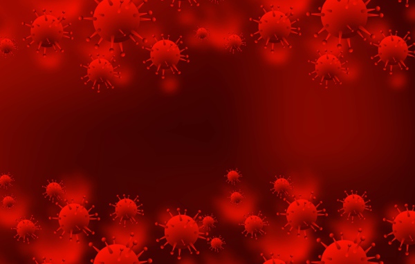 Красный фон с бактериями 