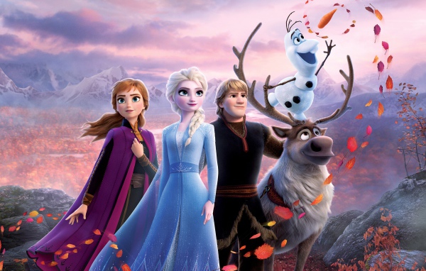 Персонажи мультфильма Холодное сердце 2 в лесу