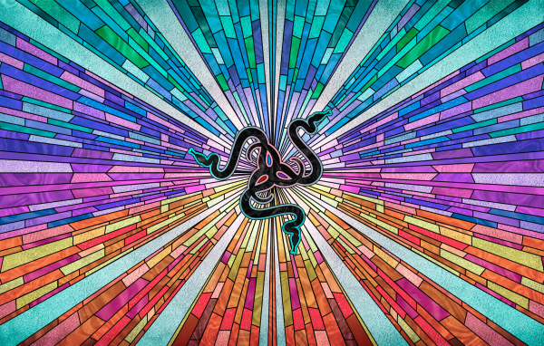 Значок Razer на разноцветном графическом фоне