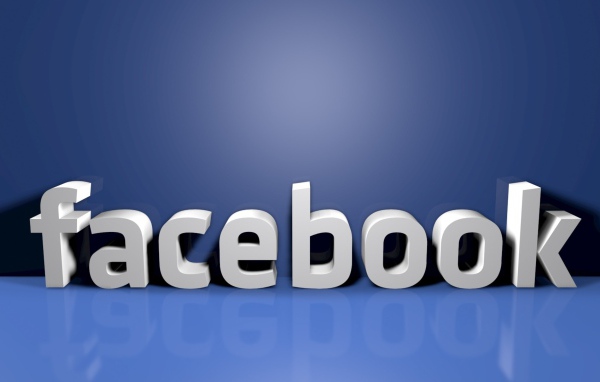 Белая надпись фейсбук на голубом фоне 