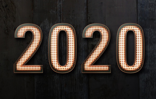 Красивые цифры 2020 на черном фоне