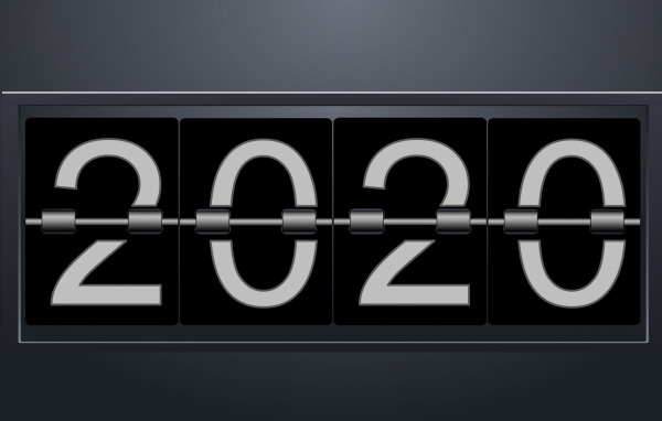 Flip numbers 2020 on a gray background