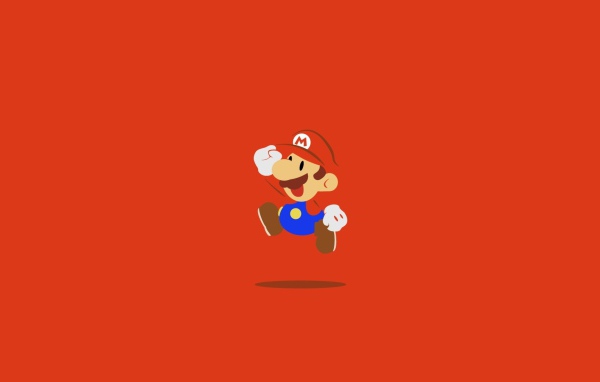 Маленький Марио на красном фоне 