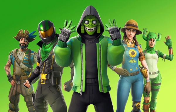 Fortnite 2 computer game characters on green background