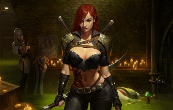 Девушка воин Katarina в замке 