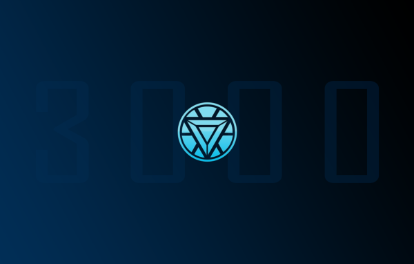 Цифры 3000 на синем фоне с символом 