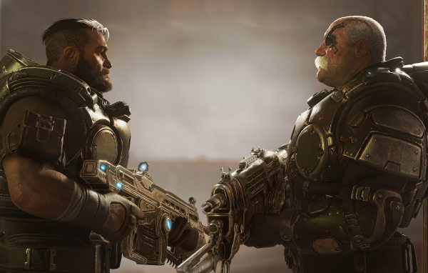 Солдаты с оружием, компьютерная игра Gears Tactics, 2020