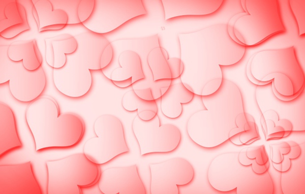 Рисунок из сердец на розовом фоне