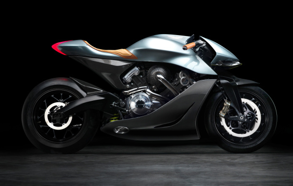 Серебристый байк Aston Martin Brough Superior AMB-001 EICMA 2019 года 