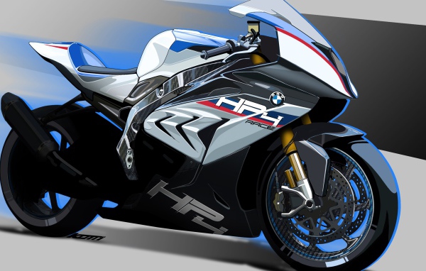 Гоночный мотоцикл BMW HP4  крупным планом