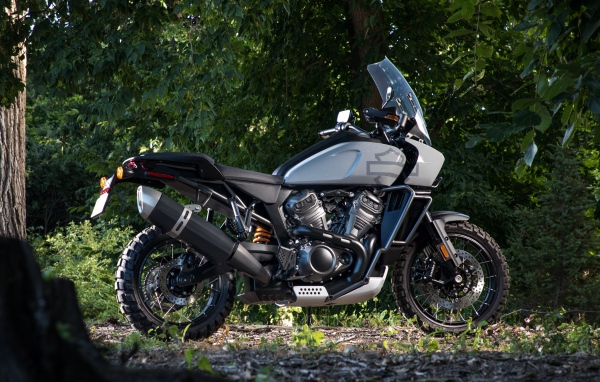 Мотоцикл Harley-Davidson в парке 