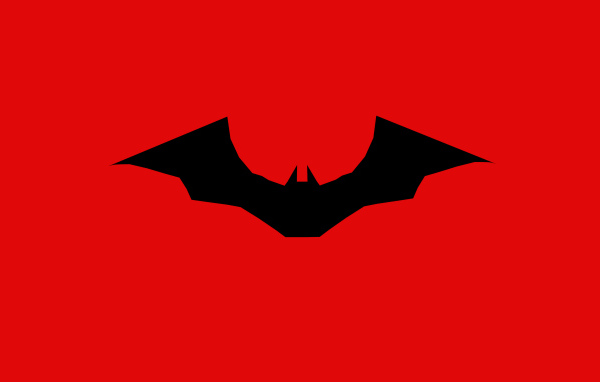 Логотип нового фильма Бэтмен на красном фоне