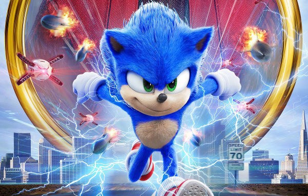 Голубой еж, персонаж мультфильма Соник в кино 