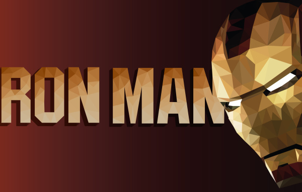 Персонаж Железный человек на красном фоне