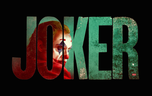 Joker movie poster on a black background