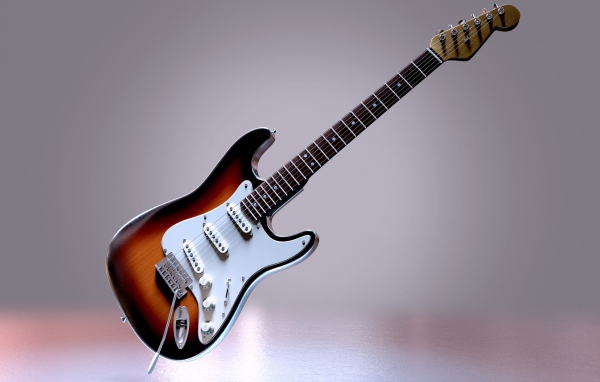 Красивая электрогитара на сером фоне