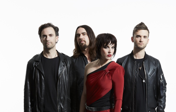 Рок группа Halestorm на белом фоне