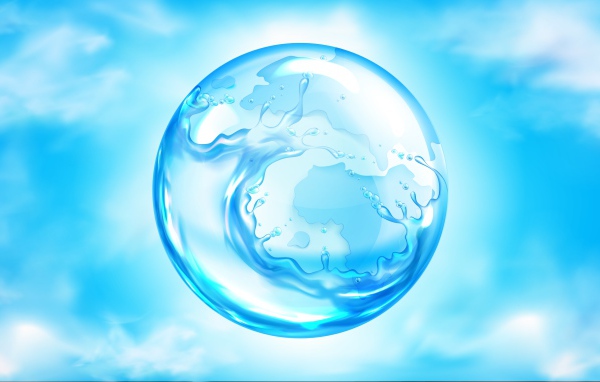 Голубой водный пузырь в воздухе