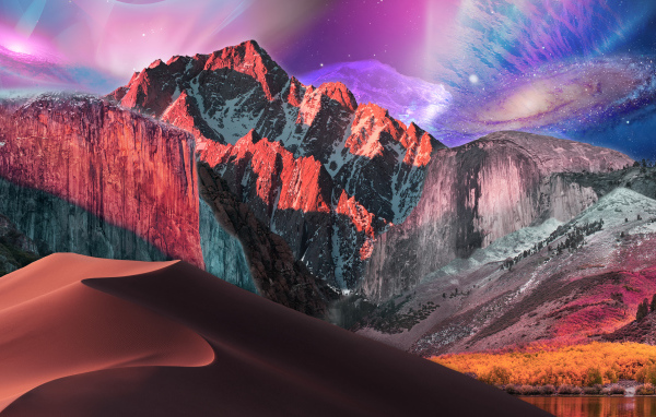 Фантастическое небо над заснеженными горами 