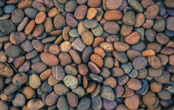 Many small sea stones close up