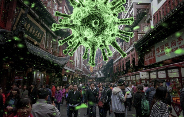 Вирус коронавируса навис над городом, Китай