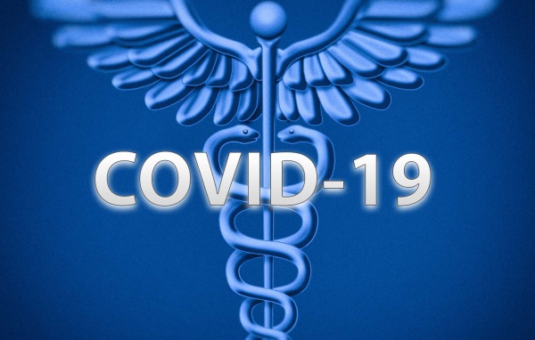 Надпись коронавирус covid-19 на синем фоне