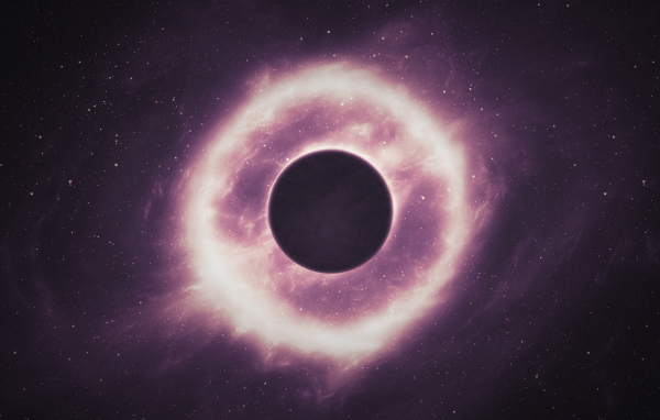 Планета в солнечной системе в огненном круге 