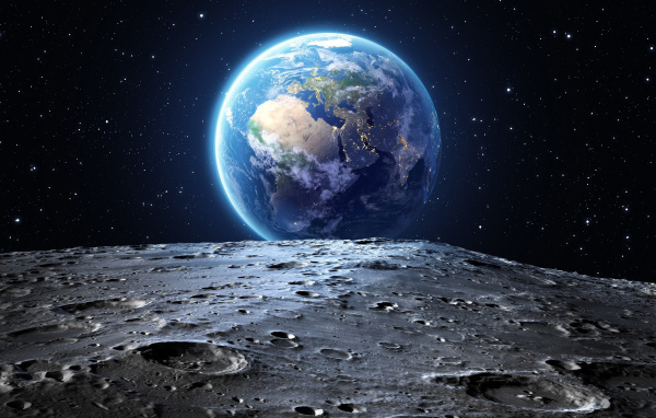 Вид на планету Земля с поверхности Луны