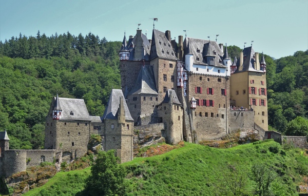 The ancient castle of Rhineland-Palatinate in the forest, Germany