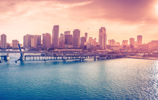 Вид на небоскребы Майами, штат Флорида