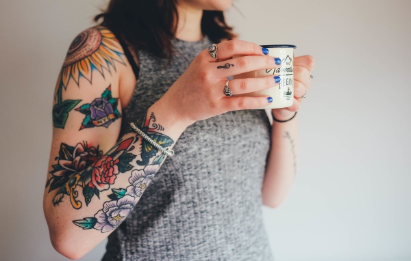 Beautiful tattoo on the girl's hand
